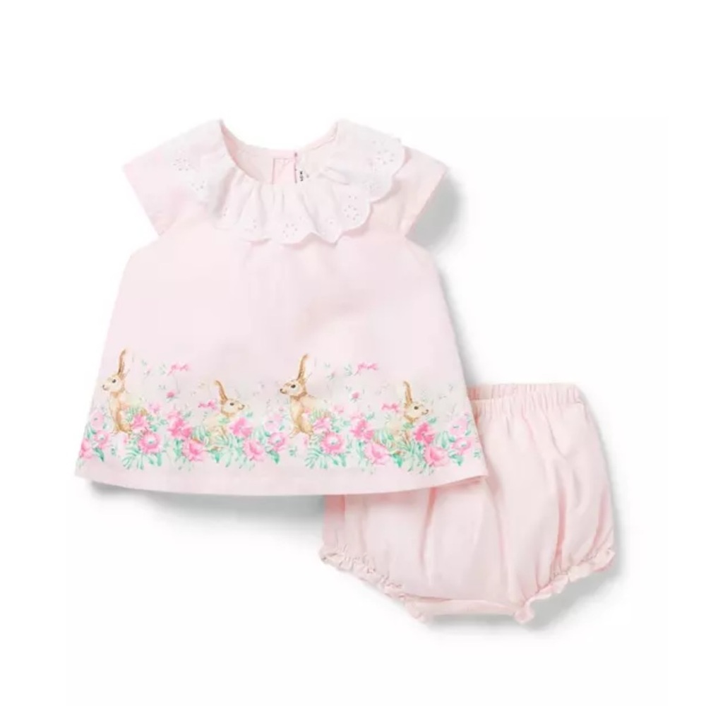 Janie and Jack Pink Matching Set with Diaper Cover